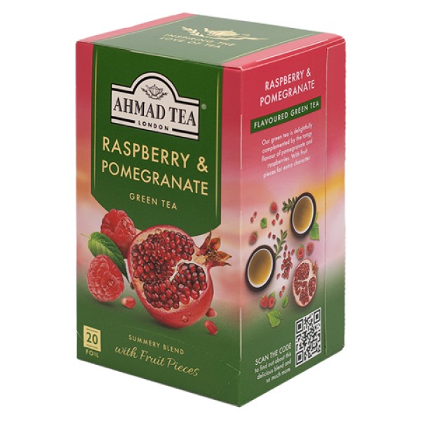 AHMAD TEA Зелен чай с малина и нар 20 бр.